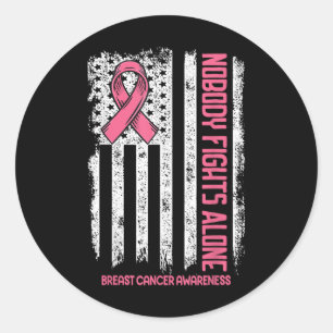 Adesivo Redondo Cancer De Mama Ninguém Luta Sozinho Cancer De Mama
