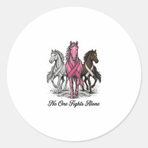 Adesivo Redondo Câncer de Mama Suporte Cavalo Vetor Camisa Design_