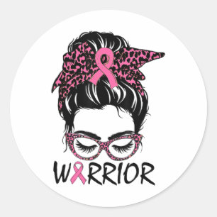 Adesivo Redondo Cancer de Mama Vestido pelo Guerreiro Rosa