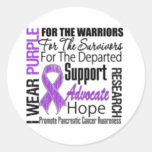Adesivo Redondo Câncer de pâncreas eu visto o TRIBUTO roxo da fi
