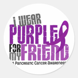 Adesivo Redondo Câncer de pâncreas Eu Visto Roxo Para Meu Amigo 6.