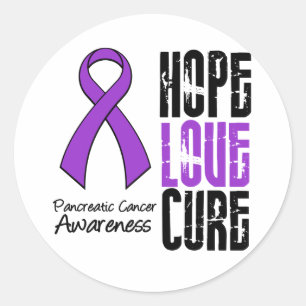 Adesivo Redondo Câncer de pâncreas Hope Love Cure Ribbon