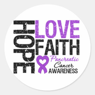 Adesivo Redondo Câncer de pâncreas Hope Love Faith