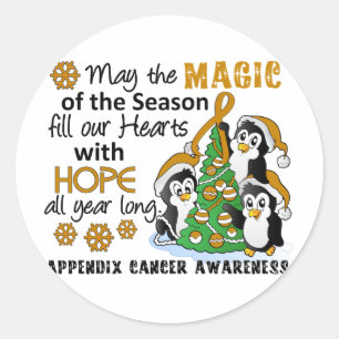 Adesivo Redondo Cancer do apêndice dos pinguins do Natal