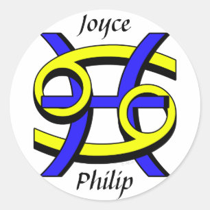 ADESIVO REDONDO CANCER E PEIXES POR