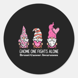 Adesivo Redondo Cancer Gnome Um Luta Sozinha A Consciência Mulhere