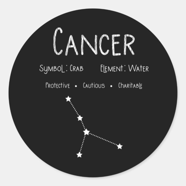 Adesivo Redondo Cancer Horoscópio Astrology - Sinal de Estrela Pre (Frente)