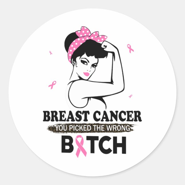 Adesivo Redondo Cancer Que Você Pegou Os Presentes Engraçados Erra (Frente)