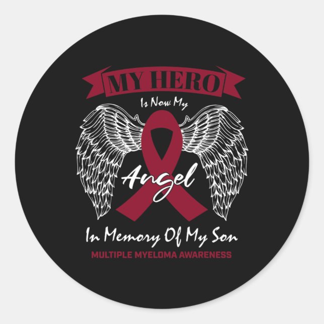 Adesivo Redondo Cancer Sanguíneo Em Memória Do Filho Múltiplo Miel (Frente)