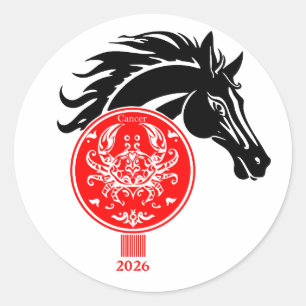 Adesivo Redondo Cancer x Ano do Cavalo 2026