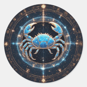 Adesivo Redondo Câncer Zodiac Sign Elegante