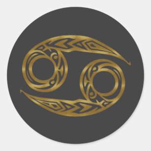 Adesivo Redondo Cancer Zodiac - Tribal Dourado