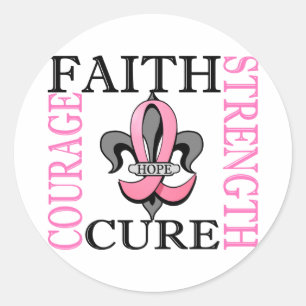 Adesivo Redondo Cancro da mama da flor de lis 3