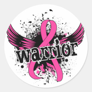 Adesivo Redondo Cancro da mama do guerreiro 16