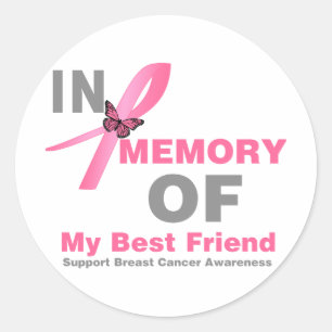 Adesivo Redondo Cancro da mama na memória de meu melhor amigo