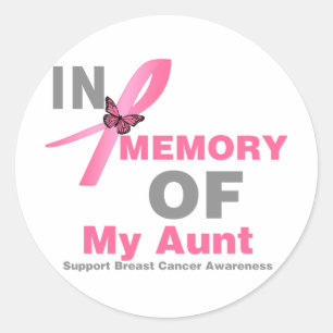 Adesivo Redondo Cancro da mama na memória de minha tia