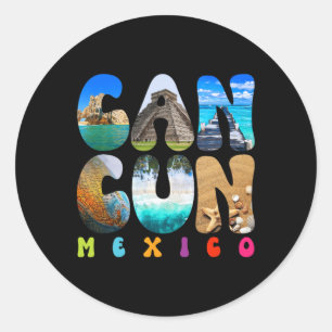 Adesivo Redondo Cancun México 2025 Vacation Beach Matching Family