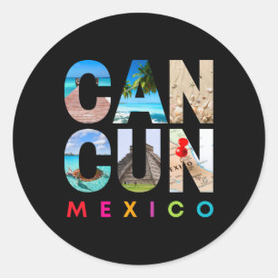 Adesivo Redondo Cancun México 2025 Vacation Beach Matching Family