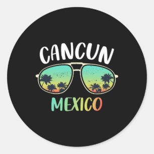 Adesivo Redondo Cancún México, Família de Camisas Souvenir que Com