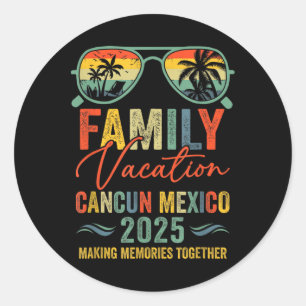 Adesivo Redondo Cancun México Férias 2025 Correspondendo Grupo Fam