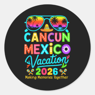 Adesivo Redondo Cancun méxico férias praia 2026 viagem corresponde