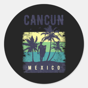 Adesivo Redondo Cancún Vacinação Surfar no México Cancún