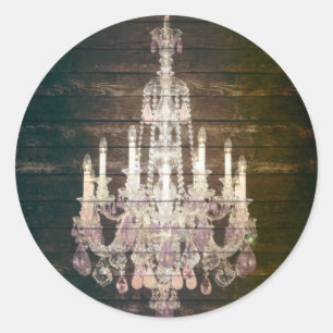 Adesivo Redondo Candelabro francês roxo de madeira do celeiro