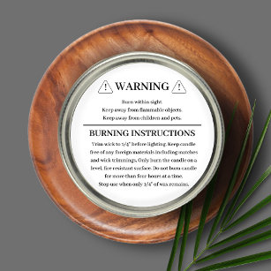 Adesivo Redondo Candle Product Warning Label Design