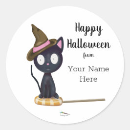 Adesivo Redondo Candy Black Cat Halloween Personalizado