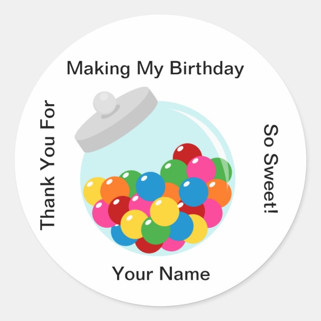 Adesivo Redondo Candy Buffet Gumball Jar Sticker (Frente)