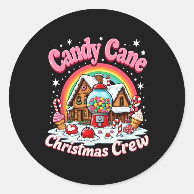 Adesivo Redondo Candy Candy Cane Christmas Crew Candy Security Can (Frente)