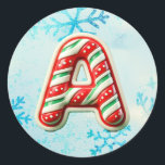 Adesivo Redondo Candy Cane Christmas "A" Sticker, Stripes Festivas<br><div class="desc">Adicione um toque festivo aos seus presentes de férias e decoração com estes adesivos redondos com a letra "A" num design de cana doce alegre. Perfeito para personalizar presentes, cartas e favoritos para festas! Personalize esta design com um monograma, nome ou foto. © Copyright 2024 P.D., Padrões e pinturas de...</div>