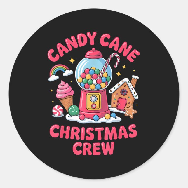 Adesivo Redondo Candy Cane Christmas Crew Gumball Gingerbread Pepp (Frente)