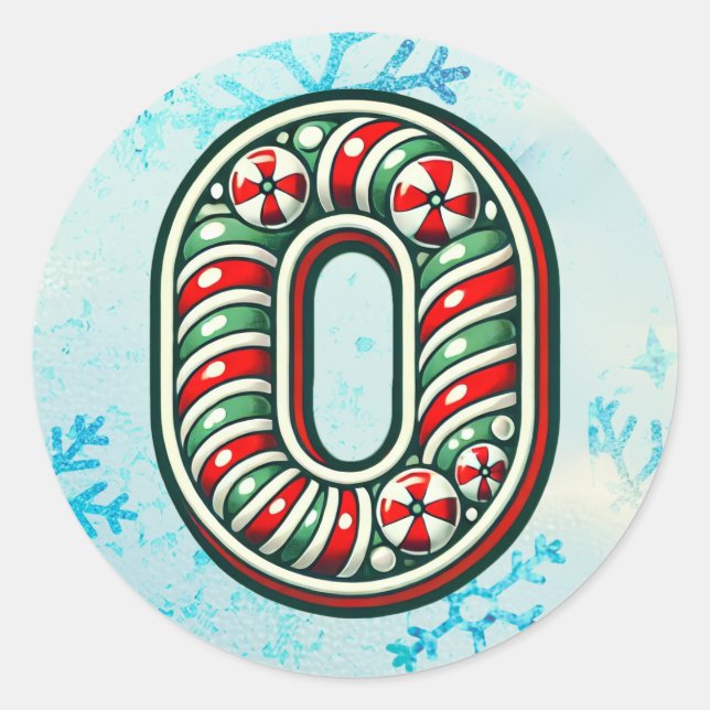 Adesivo Redondo Candy Cane Christmas "O" Sticker, Stripes Festivas (Frente)