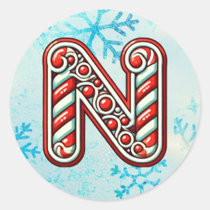 Adesivo Redondo Candy Cane Christmas Sticker N, Festivas Strips