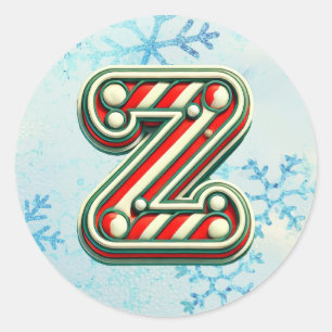 Adesivo Redondo Candy Cane Christmas Sticker "Z", Stripes Festivas