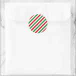 Adesivo Redondo Candy Cane Christmas Strips Red Green<br><div class="desc">Candy Cane Christmas Strips Red Green</div>