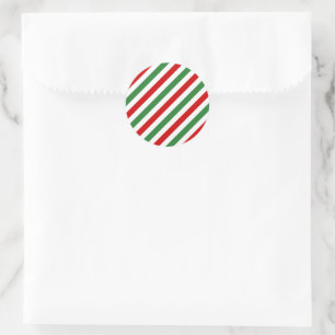 Adesivo Redondo Candy Cane Christmas Strips Red Green