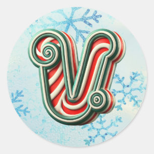 Adesivo Redondo Candy Cane Christmas "V" Sticker, Stripes Festivas