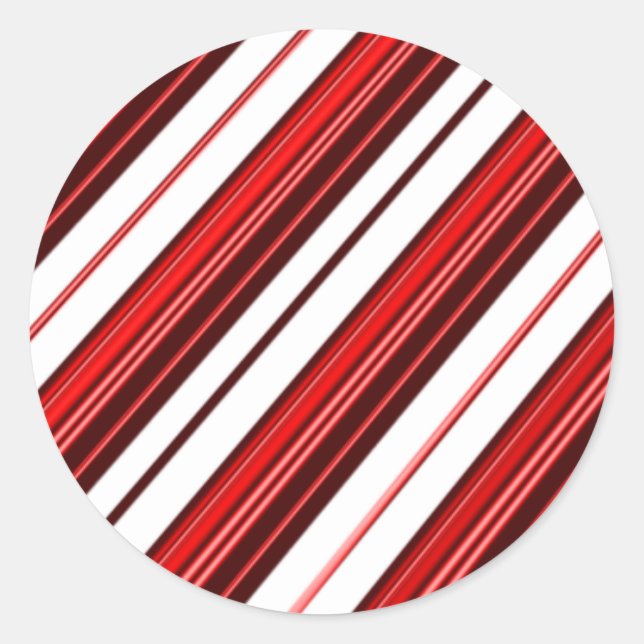 Adesivo Redondo Candy Cane Cores de Cartão de Natal Vinhetas (Frente)