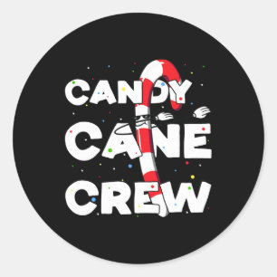 Adesivo Redondo Candy Cane Creme Diversão De Natal Dançando Ao Lon