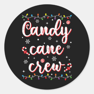 Adesivo Redondo Candy Cane Crew Engraçado Doces De Natal Em Xmas P