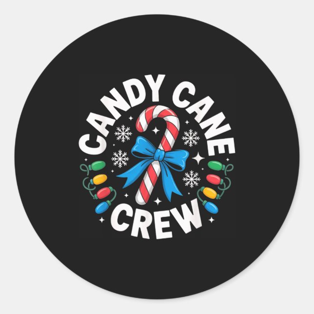 Adesivo Redondo Candy Cane Crew Funny Christmas Candy Lover X-mas  (Frente)