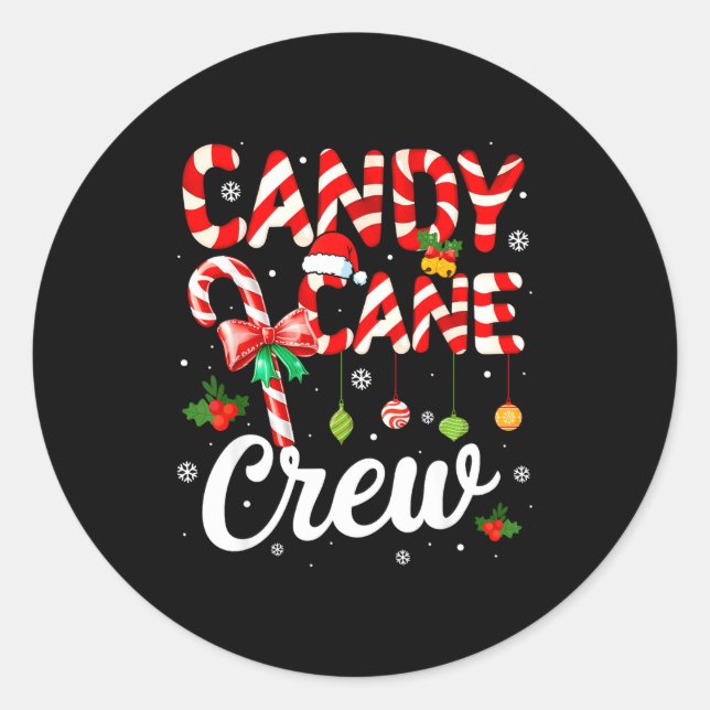 Adesivo Redondo Candy Cane Crew Funny Christmas Holiday Family Men (Frente)