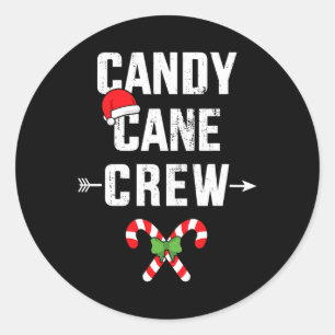 Adesivo Redondo Candy Cane Crew Para Família Xmas E Primo Christm