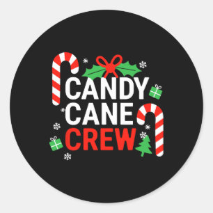 Adesivo Redondo Candy Cane Crew Shirt Adultos Mulheres Crianças Ch
