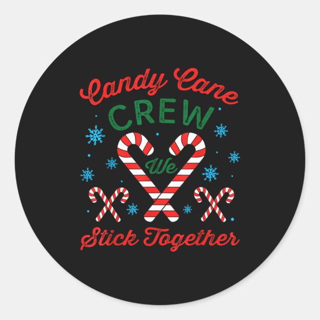 Adesivo Redondo Candy Cane Crew We Stick Together Christmas Costum (Frente)