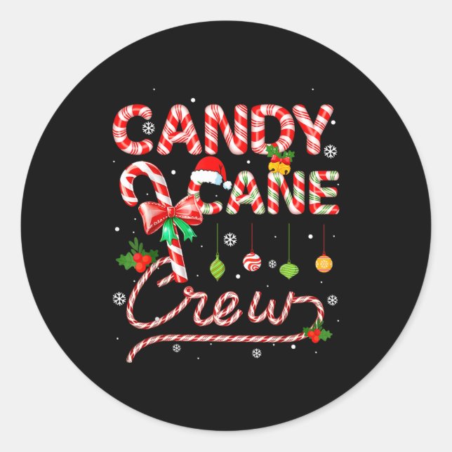 Adesivo Redondo Candy Cane Crew Xmas Adult Men Women Kids Christma (Frente)