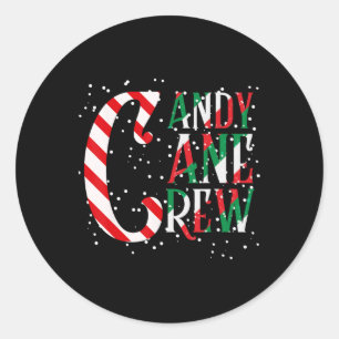 Adesivo Redondo Candy Cane Crew Xmas Correspondendo à Família Cand