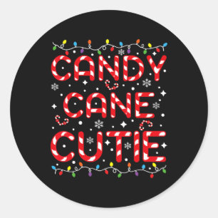 Adesivo Redondo Candy Cane Cutie Engraçado Crianças de Natal Toddl